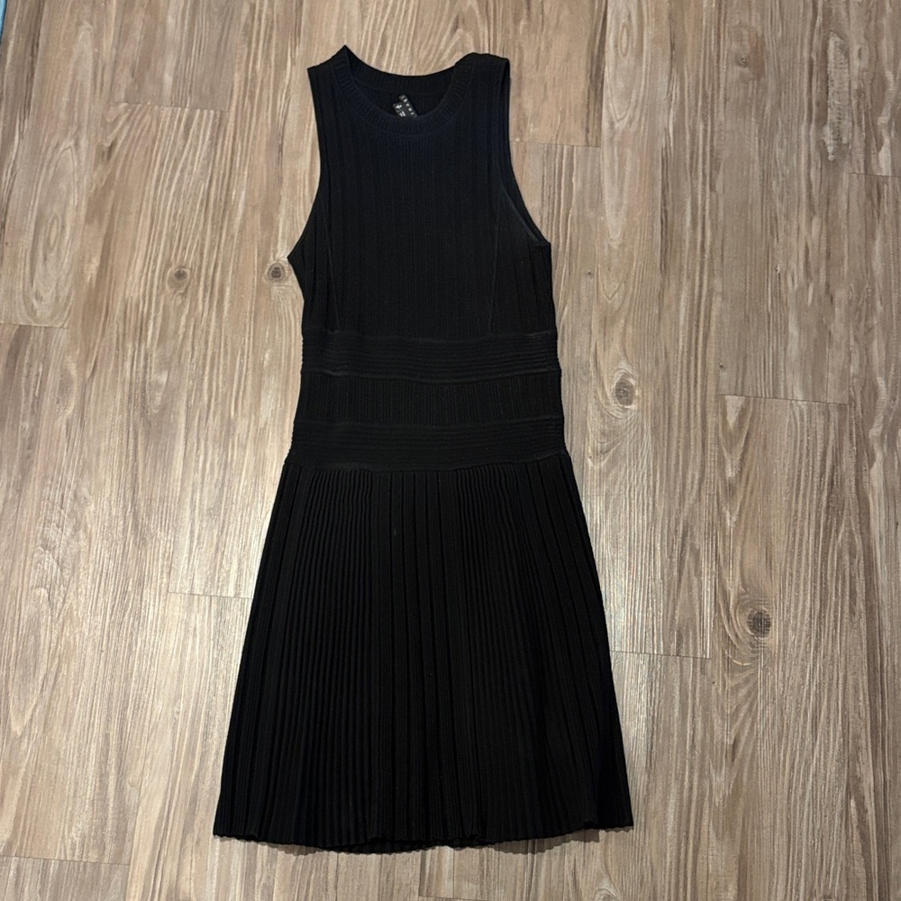 Theory Black Pleated Midi Dress
